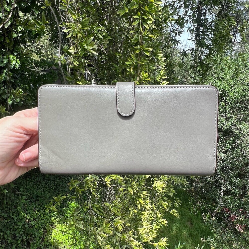 COACH Gray Leather Slim Wallet Credit Card Holder w Silver Hardware AUTHENTIC - Picture 2 of 9